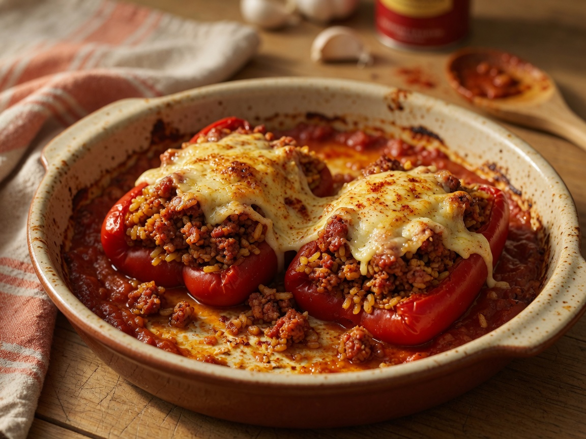 Gevulde paprika met chorizo & rijst