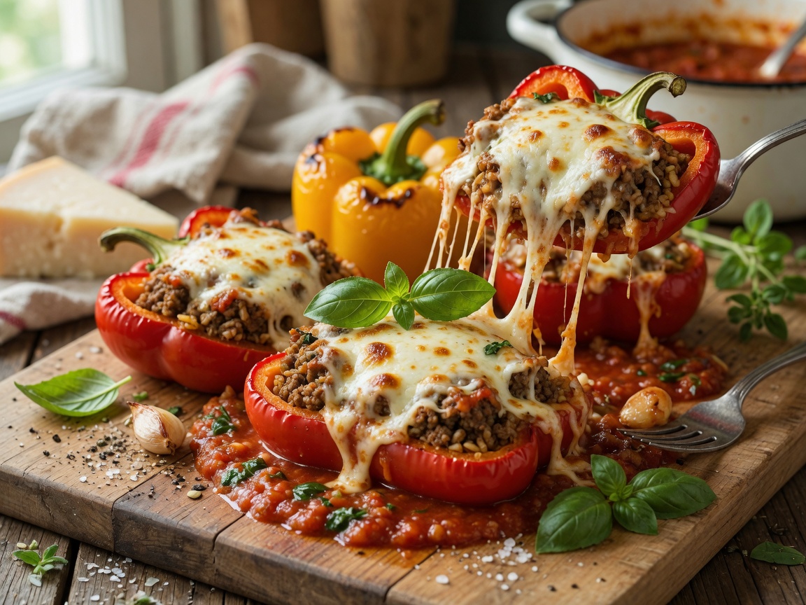 Italiaanse gevulde paprika met mozzarella