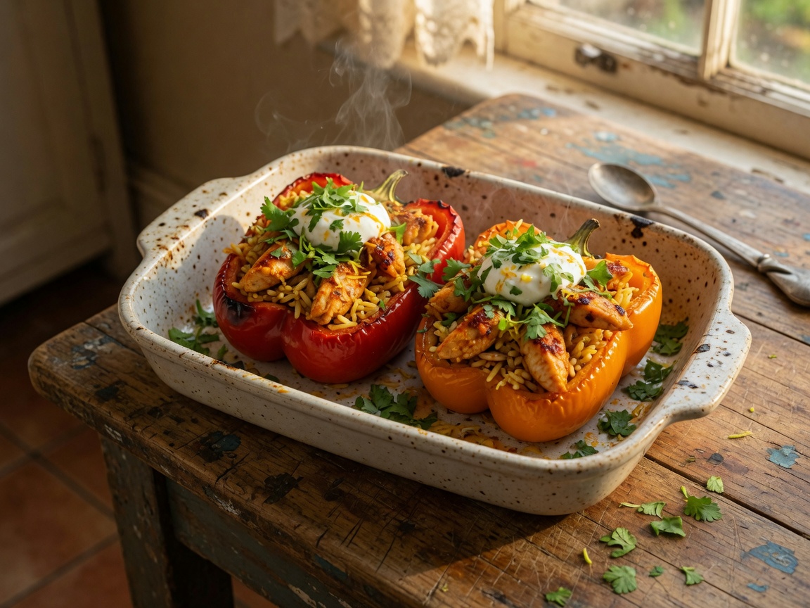 Gevulde paprika met kip peri-peri — pittig doordeweeks met citroen