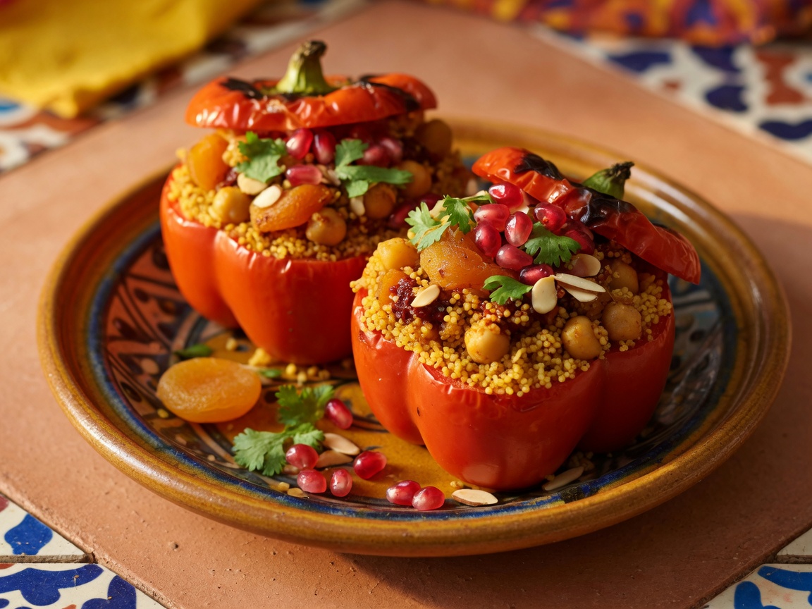 Zoet-pittige Marokkaanse vulling: kikkererwten, couscous, harissa, abrikozen, amandel en granaatappel.
