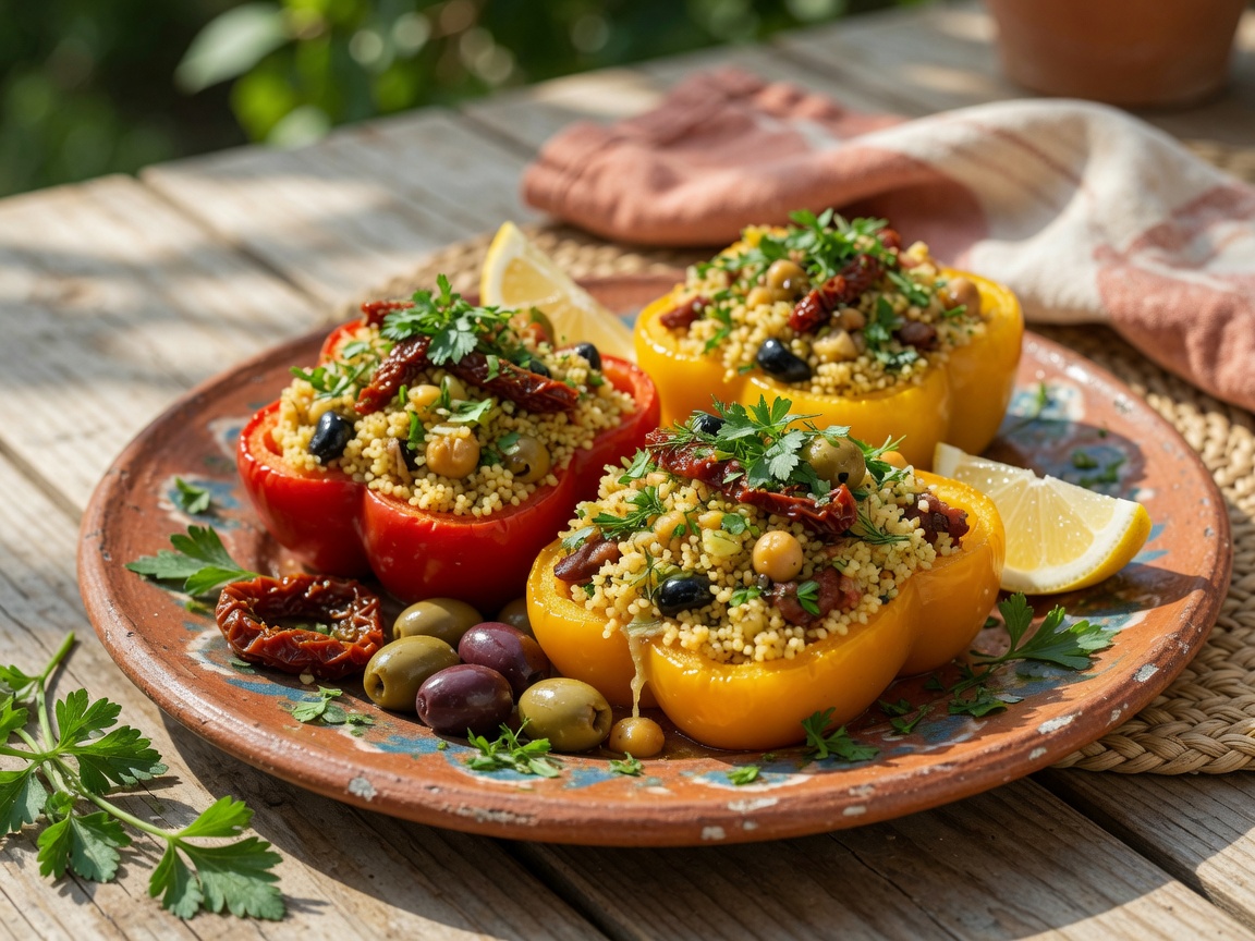 Mediterrane gevulde paprika met couscous